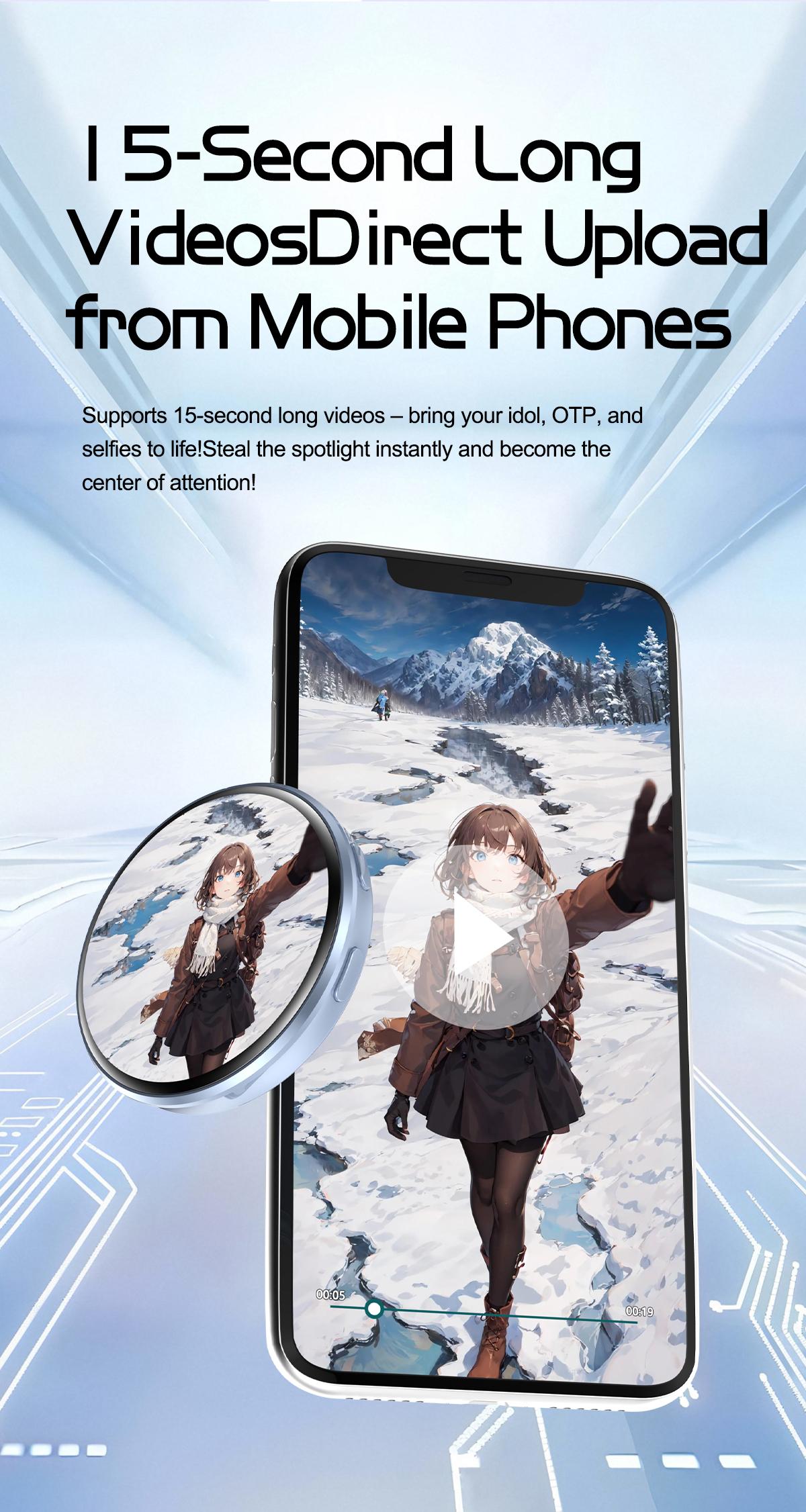 Electronic beep, mini screen projection, anime-themed accessories, 2D anime-style food beep electronic badges, authentic Bluetooth smart electronic photo album.