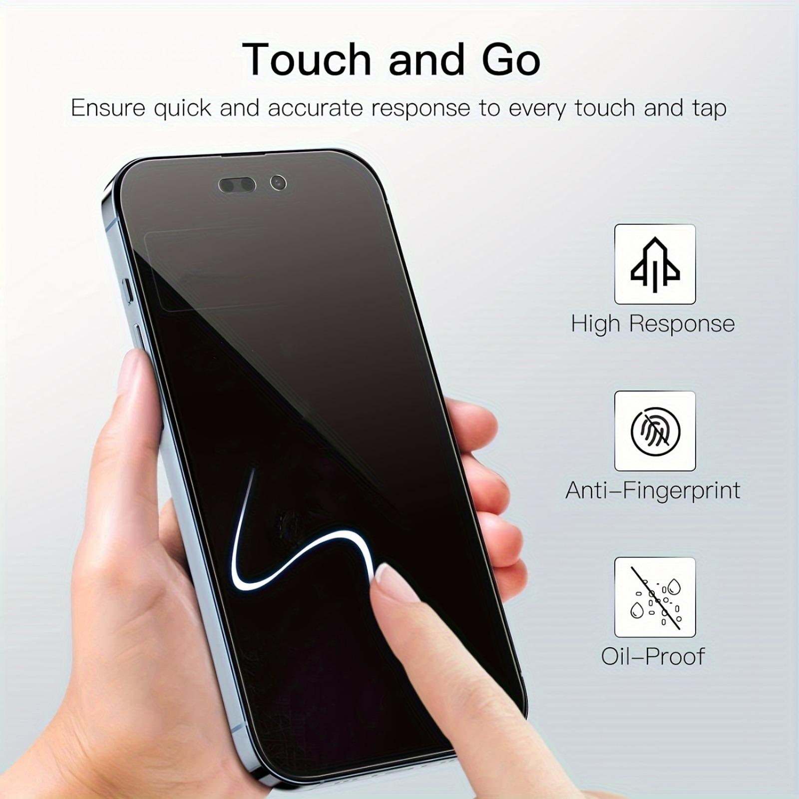 iPhone Protective Shockproof Screen Protector Set, 2-Pack Cellphone Smartphone Tempered Glass Film for iPhone Models 15/16/17/14/13/12 Plus Pro Max, Easy Install & Privacy Protection Accessories