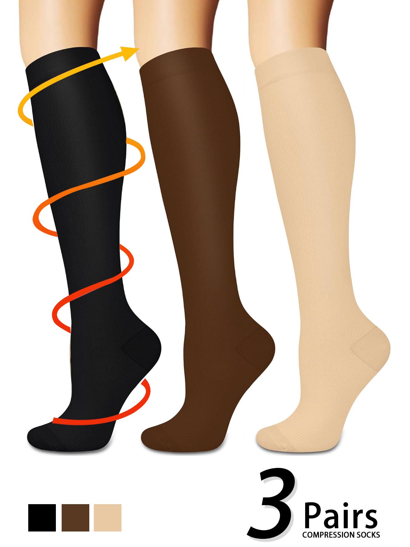 3 pairs of men's and women's compression socks with a compression rating of 15-20 mmHg in a knee-high design for running, performance and recovery, available in a range of colours to help improve circulation Sports Athletic Socks