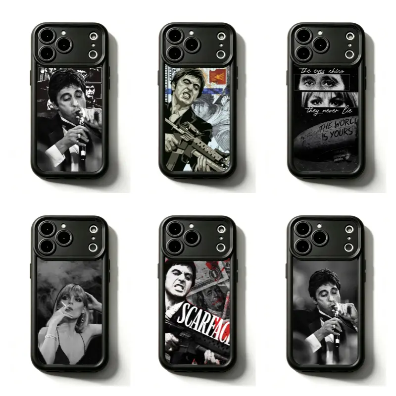 S-Scarface Tony Montana Movie Phone Case, Classic Gangster Film Collage,Compatible for iPhone 17 Promax 16 15 14 13 12 11 and for Samsung S22 S23 S24 S25 S26 Ultra,Best Gift for Movie Fans,Her Him