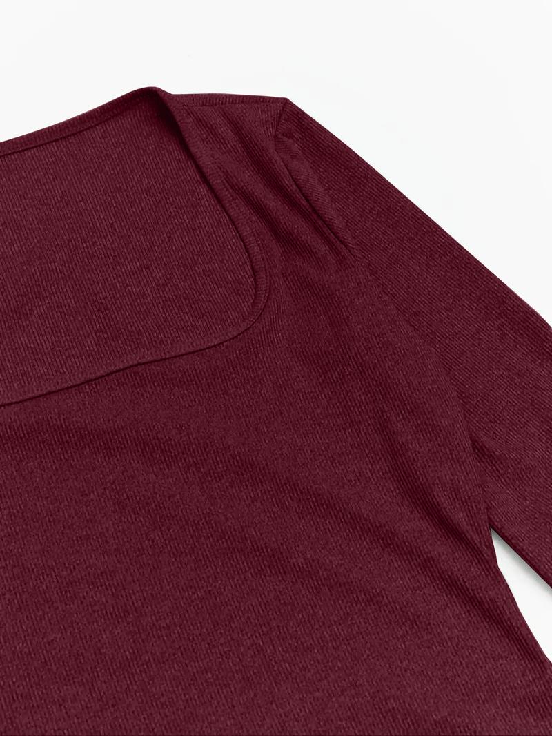 Women's Casual Tight-Fitting Dress, Low Neckline, bodycon dress，Plain Color, Spring & Fall Fashion, Moderate Fabric Thickness, Kint Style