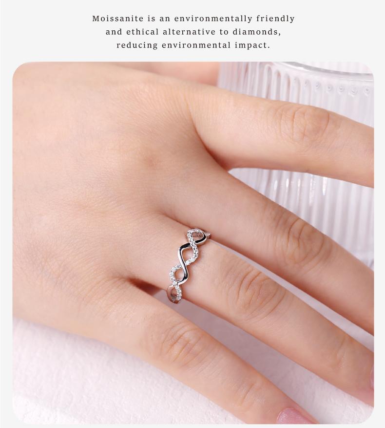 Moi Mart Twist Design Synthetic Moissanite Ring – Sleek unlimited stack band S925 Sterling Silver Jewelry for Women, Perfect Gift and everyday wear