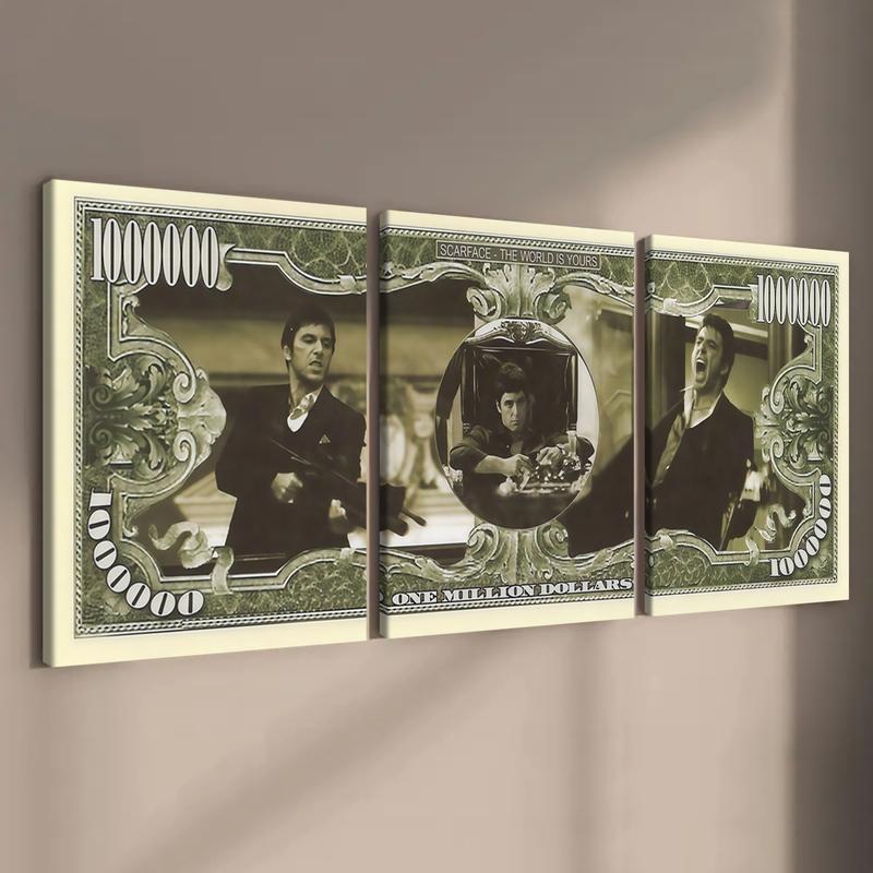 3 Count wooden frame canvas, Gangster Legend Money Pattern poster, Vintage Money Art Decoration, Exquisite Mural, Stylish Bedroom Decoration, Modern Home Decoration, Living Room and Hallway Wall Decoration, HD, waterproof, Art 3 Count wooden frame canvas, Gangster Legend Money Pattern poster, Vintage Money Art Decoration, Exquisite Mural, Stylish Bedroom Decoration, Modern Home Decoration, Living Room and Hallway Wall Decoration, HD, waterproof, Art