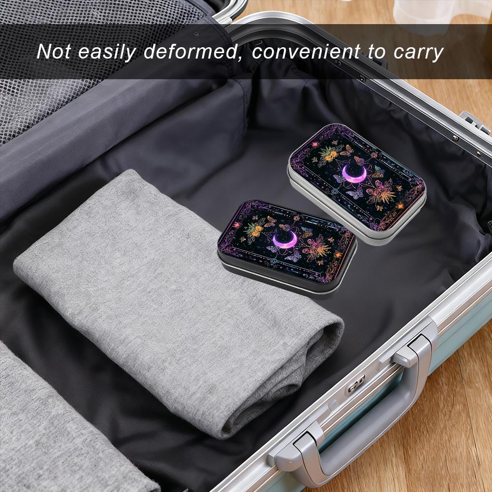 1Pc Celestial Moon & Butterfly Metal Tin Box with Hinged Lid - Small Storage Containers for Tarot Crystals, Jewelry - Decorative Rectangular Tinplate Organizer, Desktop Storage Box, Collectibles Storage, Witchy Gift for Women, Display Container
