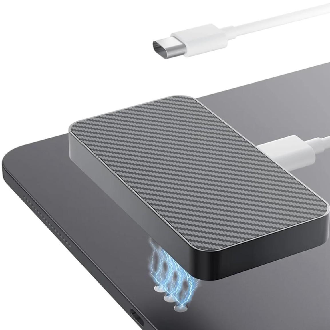 Magnetic Wireless Charger for iPad Pro (1/2/3/4/th)&ipad Air 10.9inch (4/5th ) &ipad Air 11inch (M2/M3) ONLY, Portable Fast Charger, 18W Fast Charging Smart Connector Charger, Aluminum Alloy Wireless Charging Pad with USB-C Cord Cable