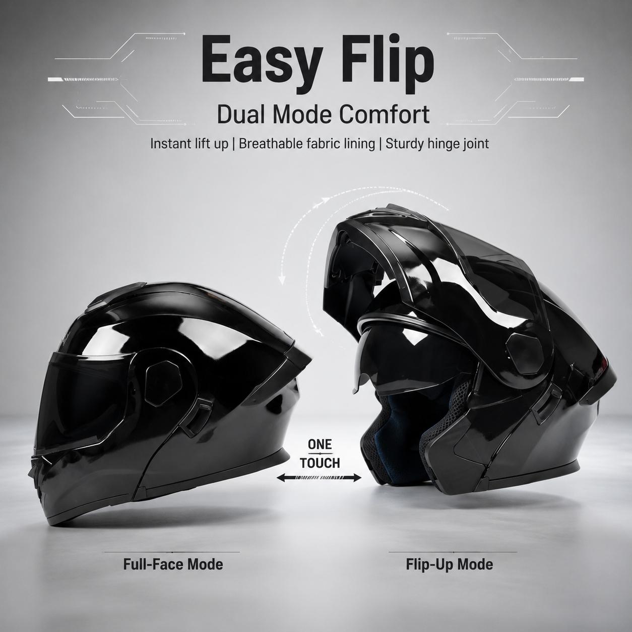 Ad Flip-Face Full Helmet, Thickened Cushion Layer, Electric Motorcycle Helmet for Men and Women, Daily Commute Crash Protection