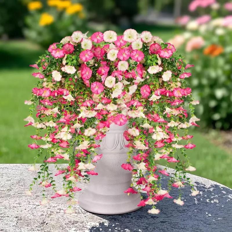 ☘️ [Lifelike Silk Petals] Elegant Pink Floral Vine | Indoor Hanging Plant - (Petals Easy To Reattach)