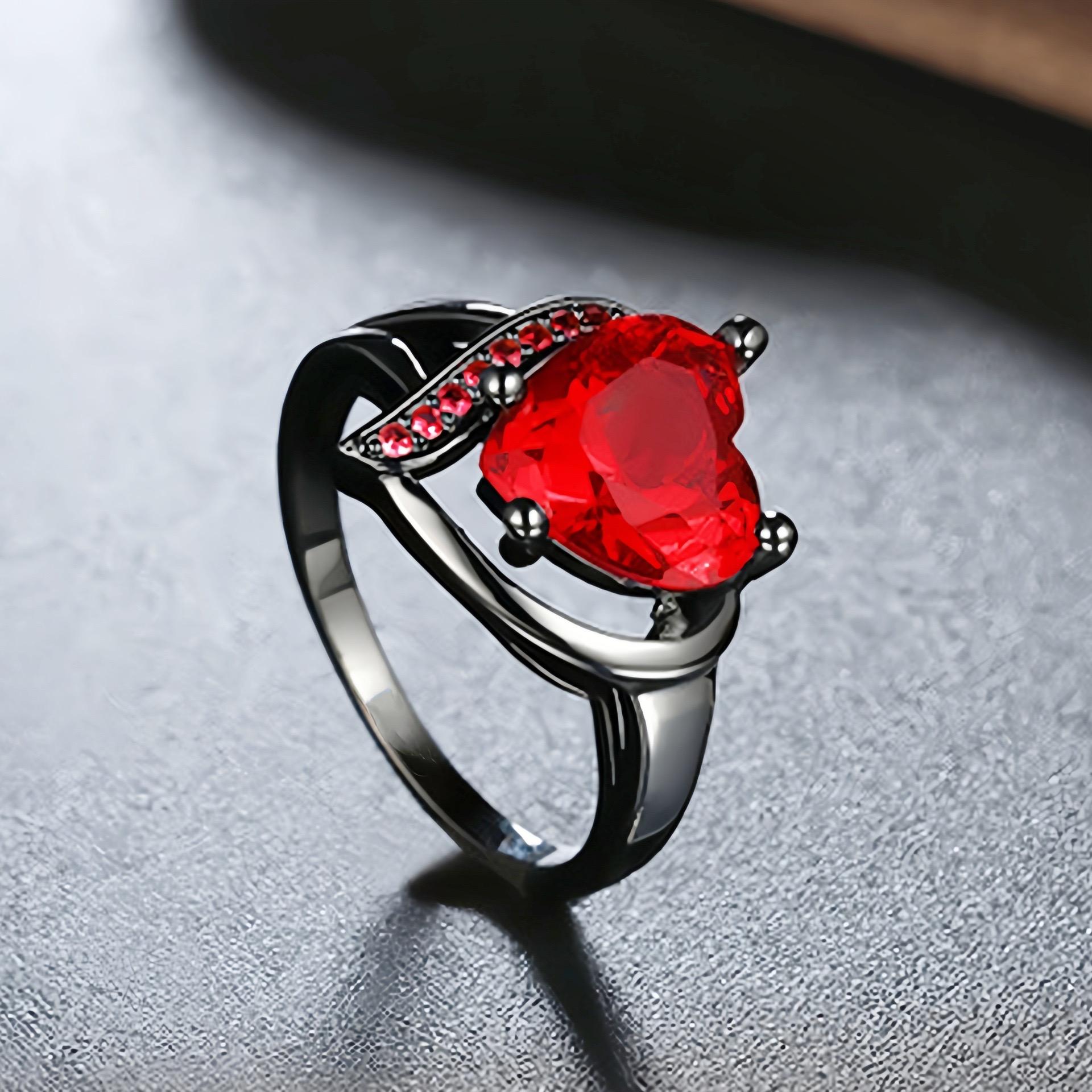 Heart Ring Fashion Design Couple Rings Jewelry Love Girlfriend Boyfriend Souvenir Valentine Father Mother Anniversary Engagement Wedding New Year Christmas Halloween Birthday Gift