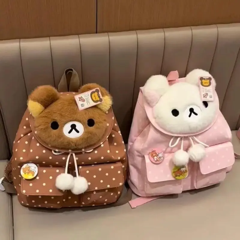 Relaxed Bear Rilakkuma Cute Cartoon Cartoon Cartoon Surrounding Large-Capacity Schoolbag Backpack Mini Bag Cute Cartoon
