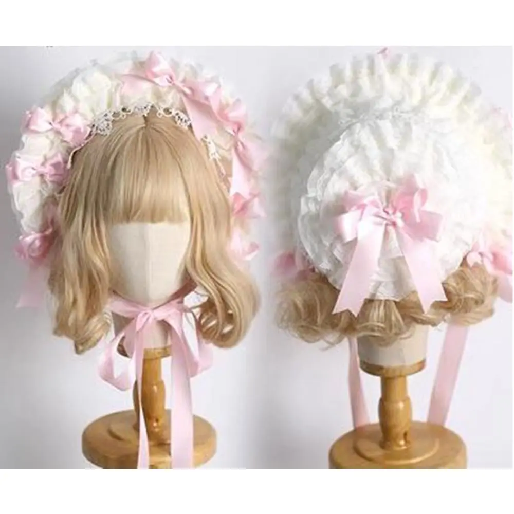 Lolita Lace Bonnet Hat Women Girl Victorian Party Straw Hat