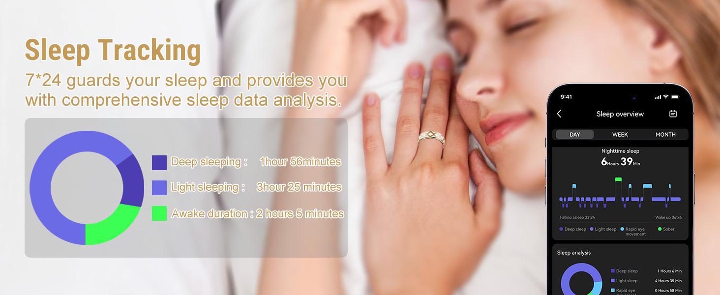 Smart Ring Health Tracker for Women&Men - No Subscription Fee,24/7 Heart Rate & Sleep Monitor,IP68 Waterproof Fitness Ring with Charging Case, Remote Camera Control,Compatible with iPhone & Android