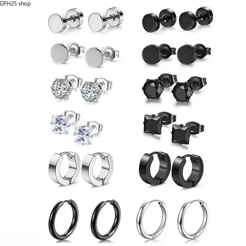12/4 Pairs Stainless Steel Earring Set, Mixed Stud and Hoop Designs for Women, Lightweight Everyday Jewelry for Daily Wear and Outfit Styling