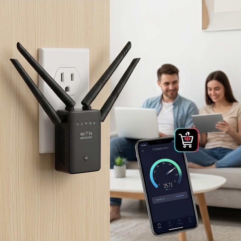 WiFi Extender, Enterbon Wi-Fi Booster, Covers 9000 Sq. Ft, Supports 35 Devices, Includes Ethernet Port, Easy Setup