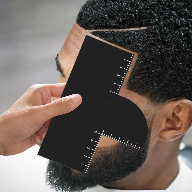 1 barber's modeling cassette measuring indicator-curved parts, durable plastic precision cutting tools, men's beauty & professional modeling assistance, battery-free, curved hairline design, textured grip handle, haircut accessories, Hair styling tool