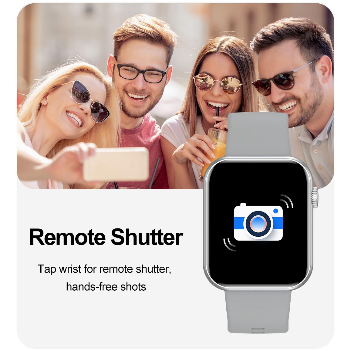 Universal smart sports watch, 1.83 inches HD touch screen, wireless calling, compatible with Android/iPhone, over 100 sports modes, pedometer, blood pressure and heart rate sports tracker, stainless steel and silicone dual strap, waterproof.