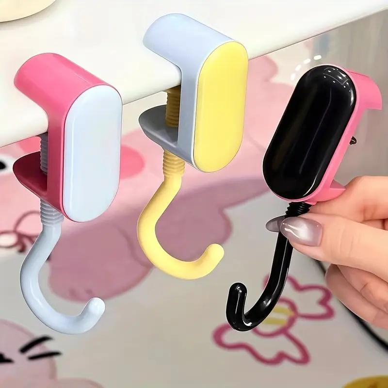 Adjustable Bag Hook with Screw Nuts, Durable Material, Suitable for Different Thicknesses, Desk, Backpack, Water Bottle, Key Holder, Multiple Colors, Home Organizer Hook