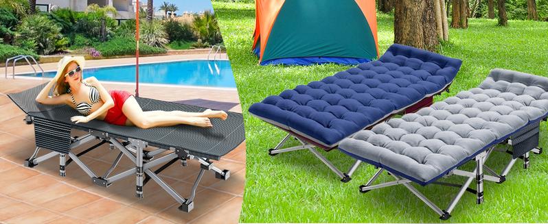 SLSY Folding Bed Cot with 3.3 inch 2 Sided Mattress, 75"x 28" Folding Sleeping Cot Guest Bed, Folding Camping Cots with Carry Bag