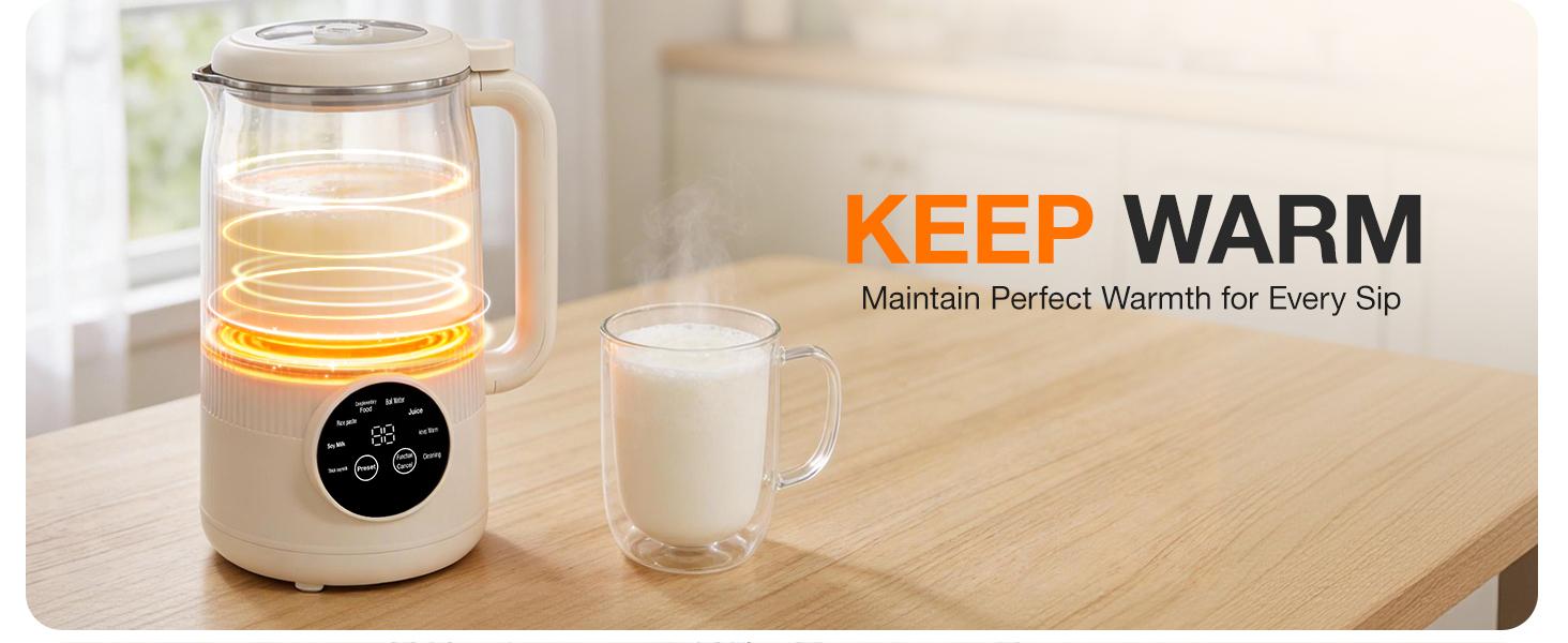 8-IN-1 Nut Milk Maker for Plant-Based Users, 40oz Countertop Machine for Homemade Almond Oat Coconut Dairy-Free Beverages, Blender with Delay Start, Keep Warm, Boil Water, Self-Cleaning