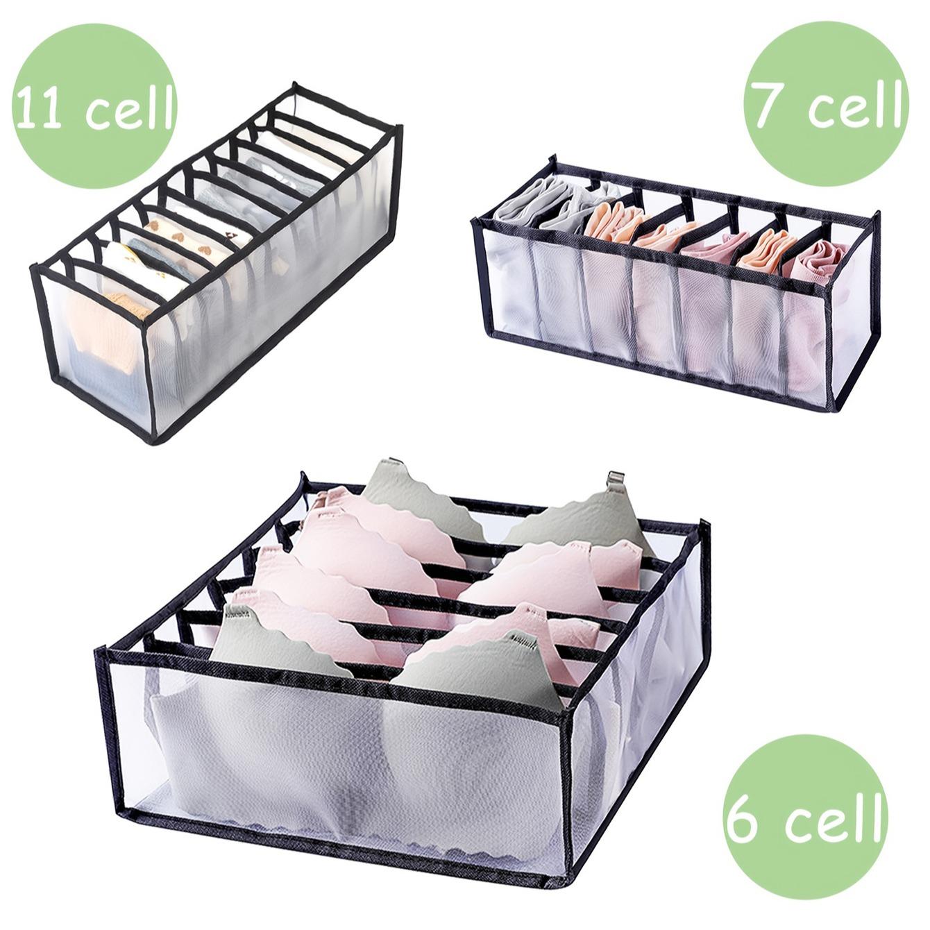 1Pc Foldable Grid Drawer Storage Box-multifunctional Breathable Underwear and Socks Storage Box, Multi-compartment Design, Space-saving Wardrobe Finishing Artifact, Ladies Fashion Accessories Clothing Storage Box