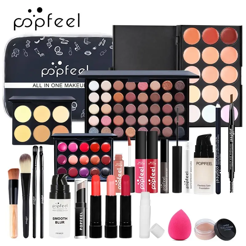 All-in-One Makeup Set Beauty Kit, Eyeshadow, Eyeliner, Lipstick, Concealer, Brush & Mascara, Beginner-Friendly Daily Makeup Palette & Lip Tint Set, Cosmetic Makeup Set, Make Up Sets