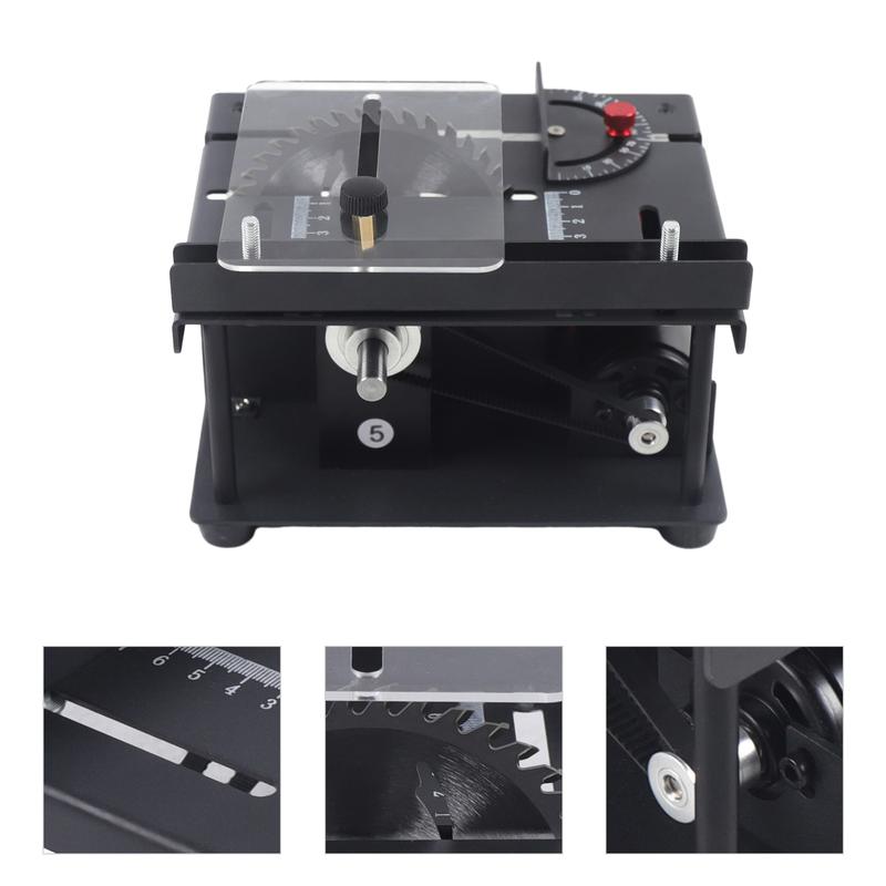 200W Pure Copper Motor Mini Table Saw 7 Speed Adjustable 1000-3000RPM for Wood Jade Acrylic Cutting Grinding Polishing with Power Adapter 10mm Chuck 33mm Depth US Standard Plug DIY Tool Kit