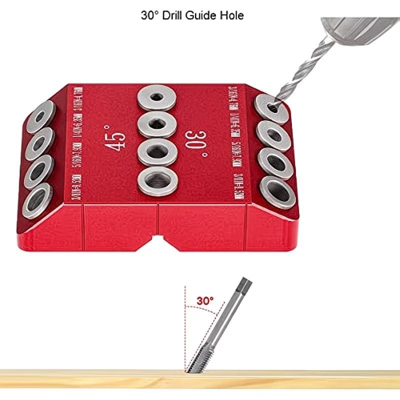 Drill Guide for Cable Railing Bolts, 30° 45° 90° Angles, Durable Metal, Precision Drilling, Ideal for Deck and Stair Railings