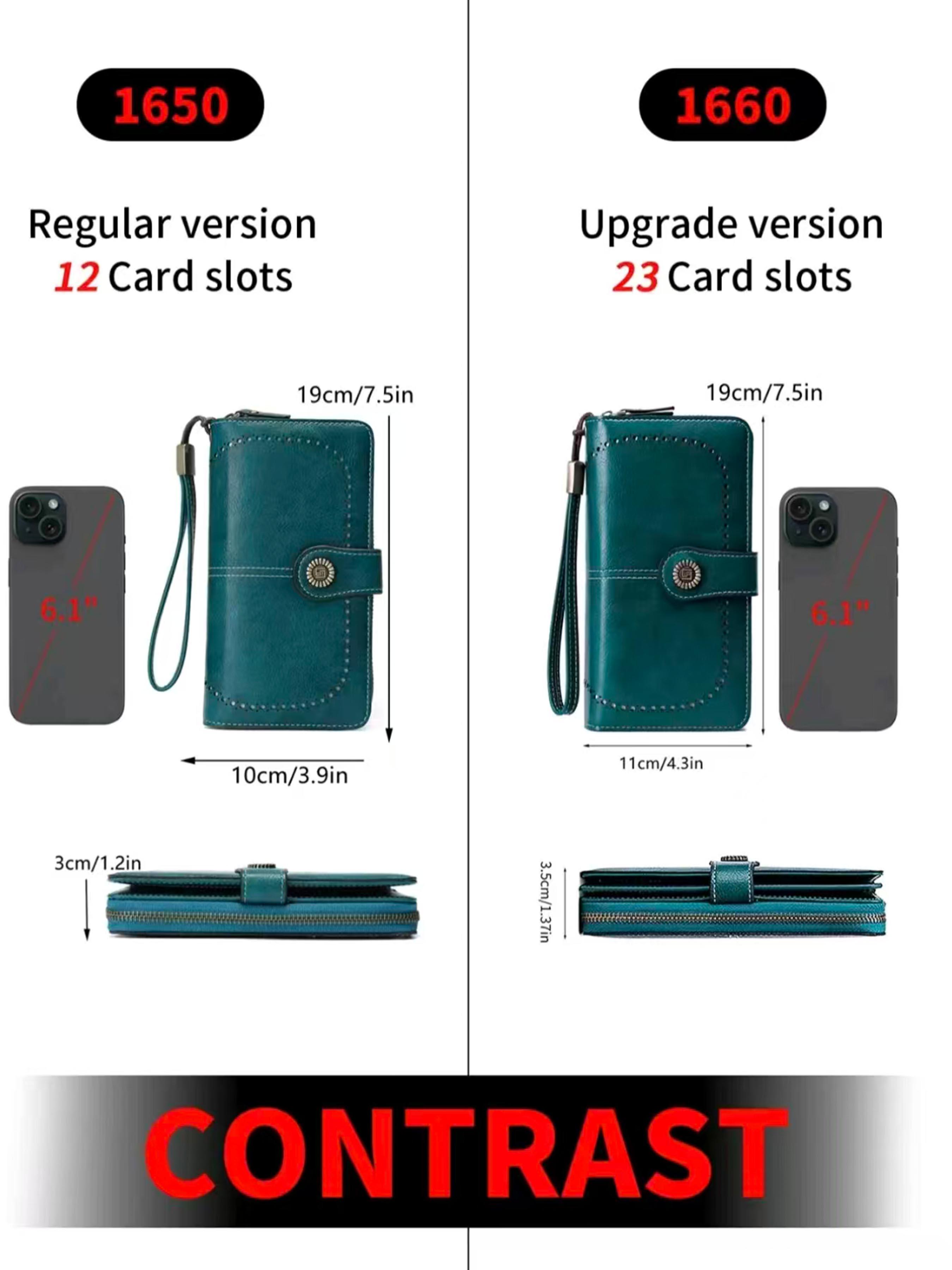 Women's Elegant Solid Color Long Wallet with Wrist Strap, Stylish Wallet, Multi-Functional Rfid Protection Zipper Wallet, Large Capacity Daily Use Handbag