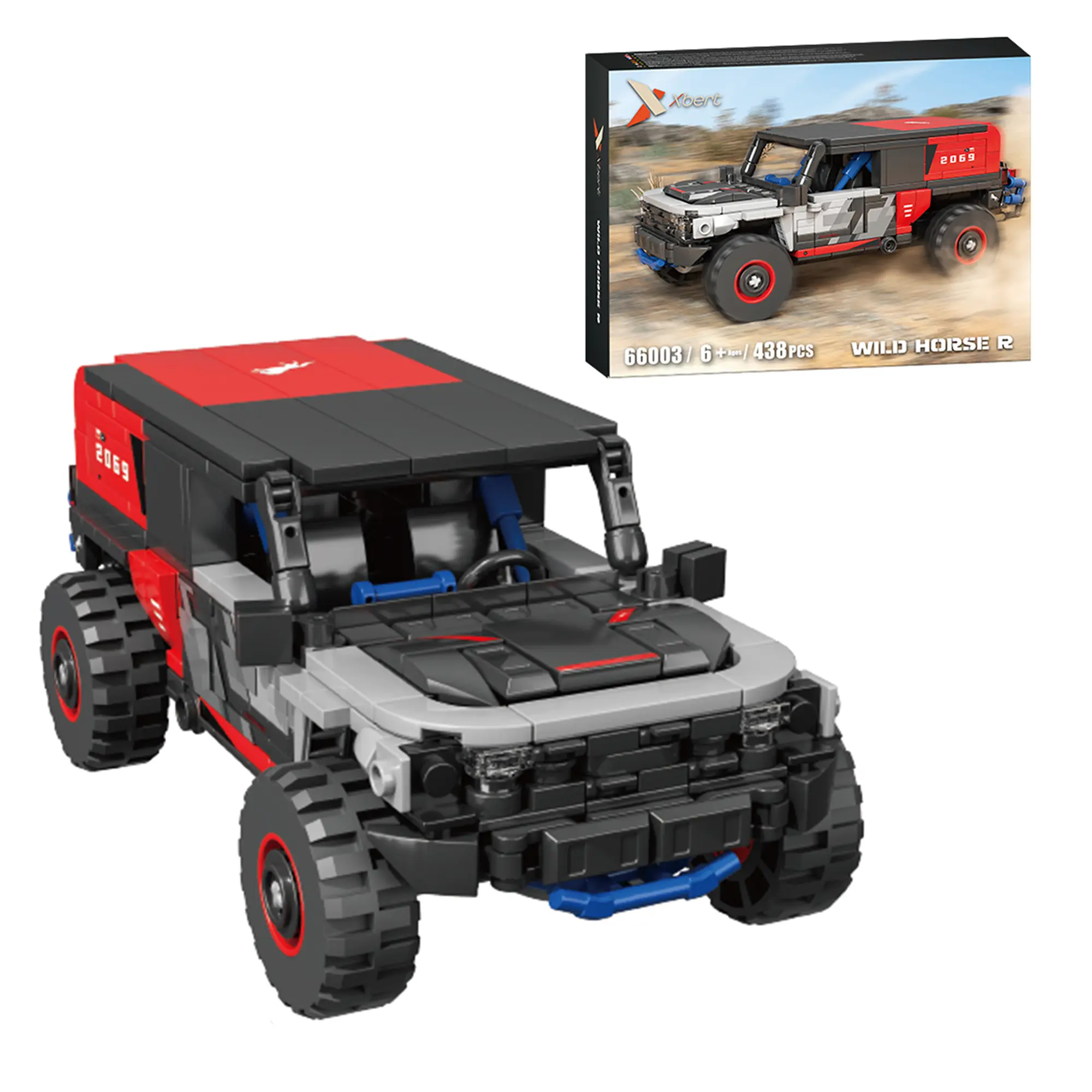 Highly Restored Wild Horse R Off Road Building Blocks Model Toys Offroad SUV Car Bricks Kits Rubber Tires Collectible Construction Set Creative DIY Building Model  Teens Adult Birthday Holiday Gifts Desktop Display Ornaments
