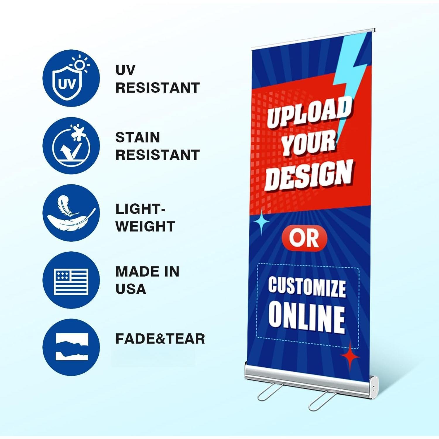 Custom Retractable Banner with Stand, Personalized Banner with Black Travel Bag for Business, Custom Banner for Events, Advertising, Family (33"x81") Custom Retractable Banner with Stand, Personalized Banner with Black Travel Bag for Business, Custom Banner for Events, Advertising, Family (33"x81")