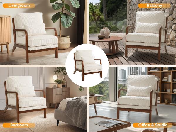 【Valentine Day Sale】FLEXISPOT AC1 Mid-Century Modern Accent Chairs, Corduroy Upholstered Armchairs with Wooden Frame, Thick Backrest & Lumbar Pillow, Comfortable Reading Chairs for Living Room, Bedroom, Balcony, Office 【Valentine Day Sale】FLEXISPOT AC1 Mid-Century Modern Accent Chairs, Corduroy Upholstered Armchairs with Wooden Frame, Thick Backrest & Lumbar Pillow, Comfortable Reading Chairs for Living Room, Bedroom, Balcony, Office