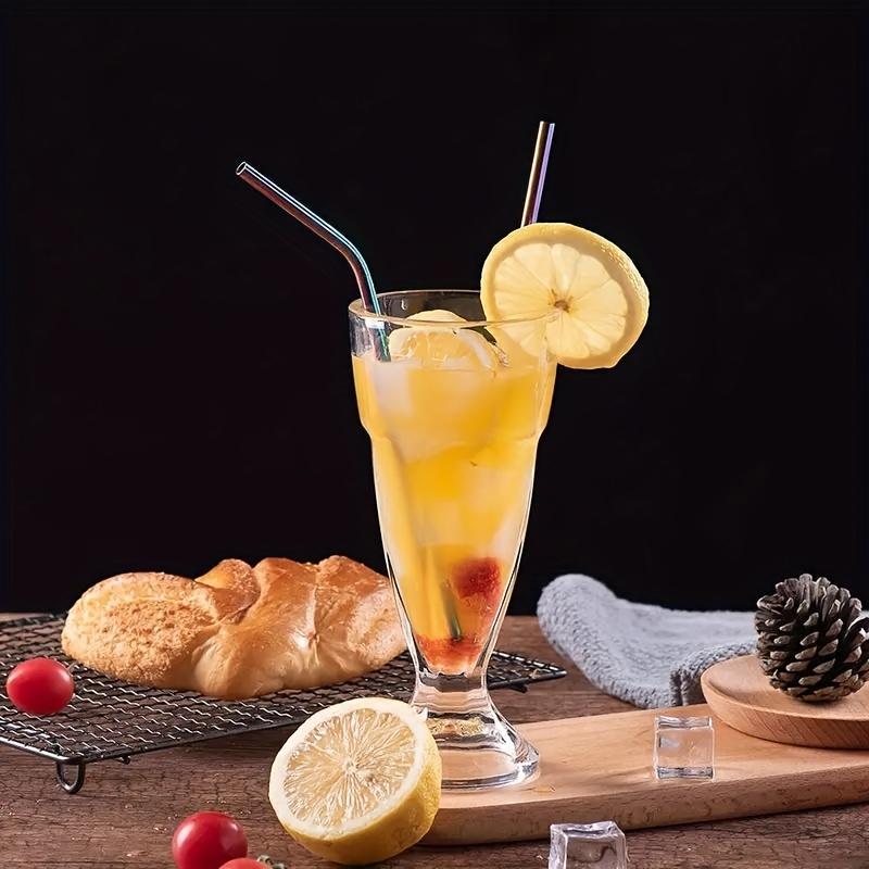 Rainbow Reusable Straw Set with Cleaning Brush, 304 Stainless Steel Straws for 20oz Tumblers, Kitchen Bar Party Accessories