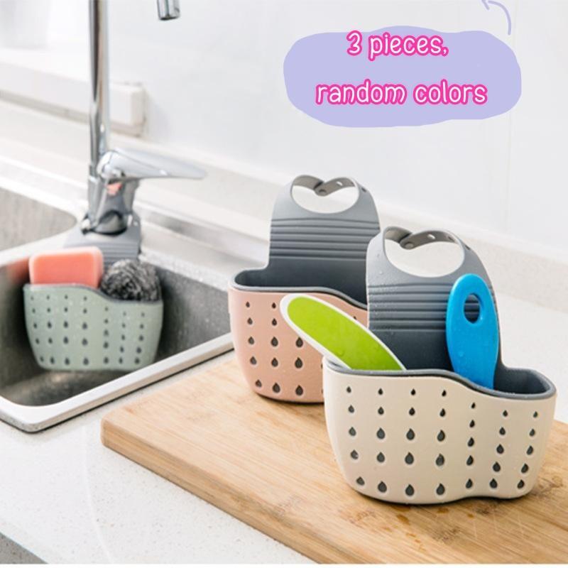 Adjustable Kitchen Sink Storage Rack Set, Soap Sponge Cloth Holder, Hanging Drainer Organizer, Space-Saving, Multi-Use, Durable Material