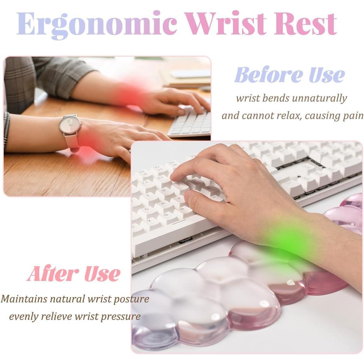 Gel Keyboard Wrist Rest Cloud Set, Clear  Wrist Support and Arm Support Keyboard Rest for Typing , with Non-Slip Soft Washable Wrist Rest( Blue)