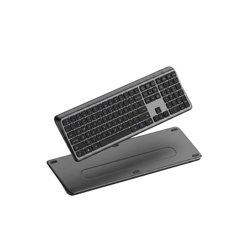 Ergonomic Wireless Keyboard, Dual Mode Full Size, Rechargeable Bluetooth-compatible, Curved Design, Numeric Keypad, Desktop Computer Compatible, Ergonomic Keyboards
