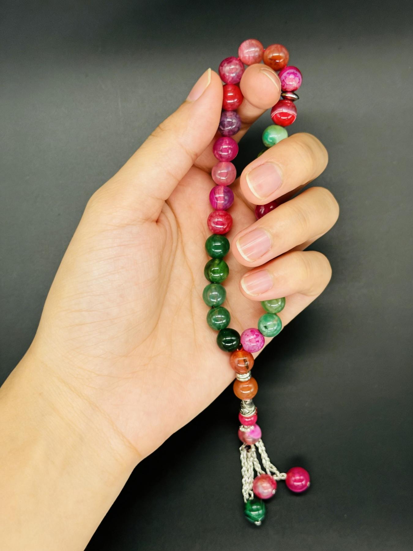 1pcs Colorful Agate Bead Bracelet, Luxury Feng Shui Buddha Beads, Ethnic Style Accessory, Suitable for Fashionistas, Zen Life Enthusiasts