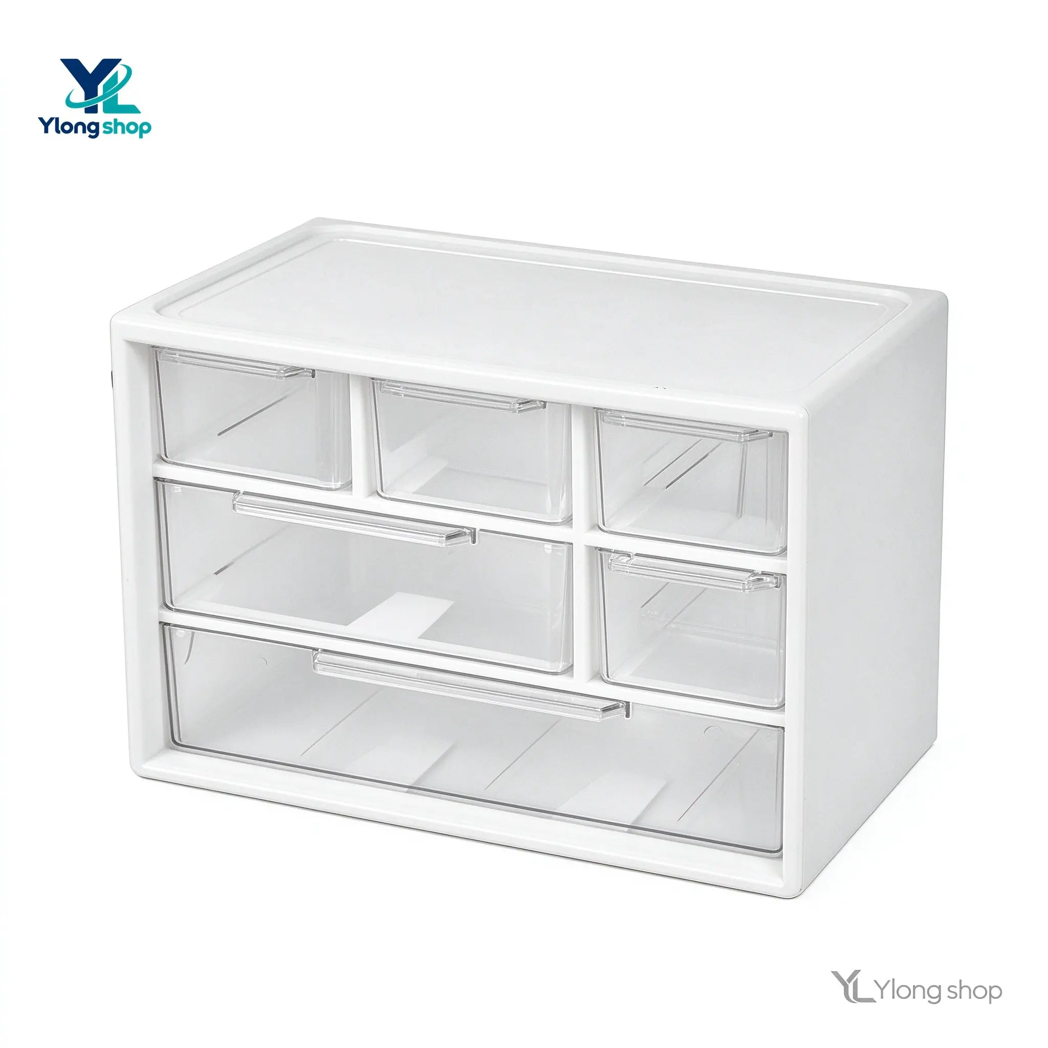6 Drawer Mini Desktop Organizer, 7x3.9x4.7in Clear Transparent Drawer Storage Box, Stackable Plastic Desk Organizer with 6 Compartments, for Stationery Makeup Hair Accessories Washi Tape Small Items, for Study Desk Vanity Table Craft Room, Keep Desk Tidy
