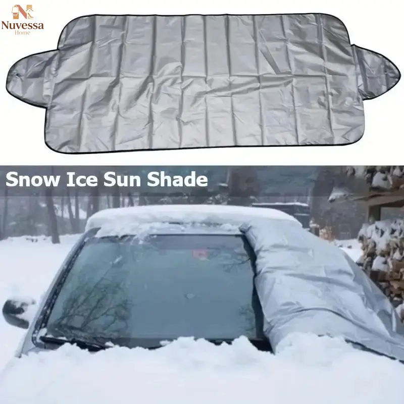 NUVES Universal Car Windshield Cover, Snow and Sun Protection, Polyester Fiber, All-Season, Shade and Winter Snow Guard, External Use, Car Sunshade Cover