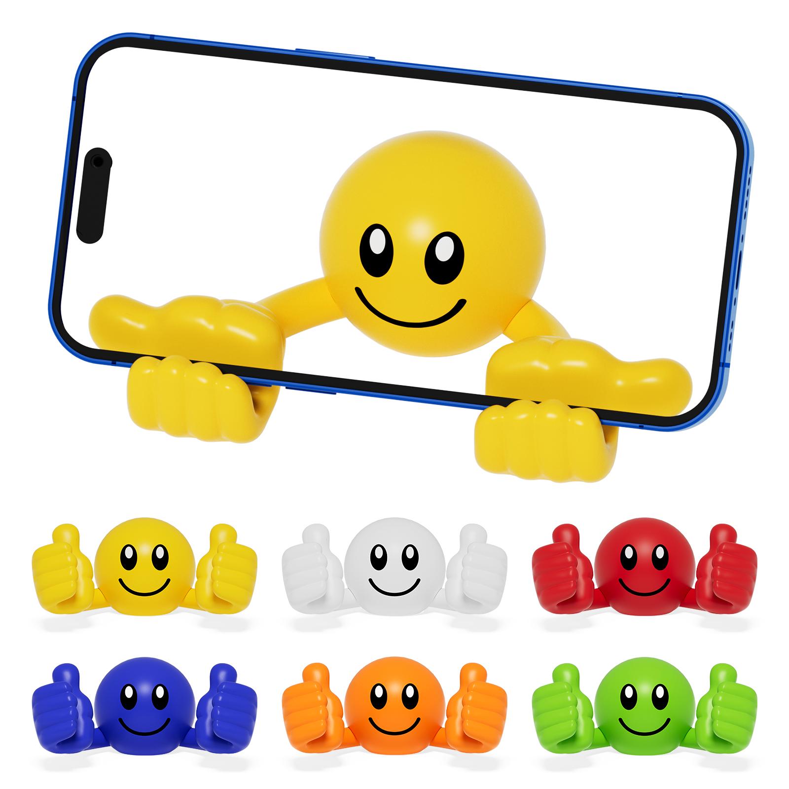 Smiley Thumbs-Up Phone Tablet Stand 2026 Upgrade Universal Adjustable Silicone Stand for Cellphone Smartphone Foldable Devices 4'' to 7.9'' 360° Rotatable Gooseneck Stable Base Cute Creative Gift Phone Holder