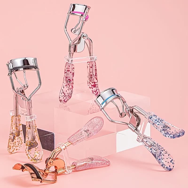 [Sparkling Eyelash Curler] Quick Curl Eyelash Curler With Sparkling Crystals - Beauty Makeup Supplies - Suitable For Powder Room Gifts, Friends And Makeup Beginners + 2 Replacement Strips