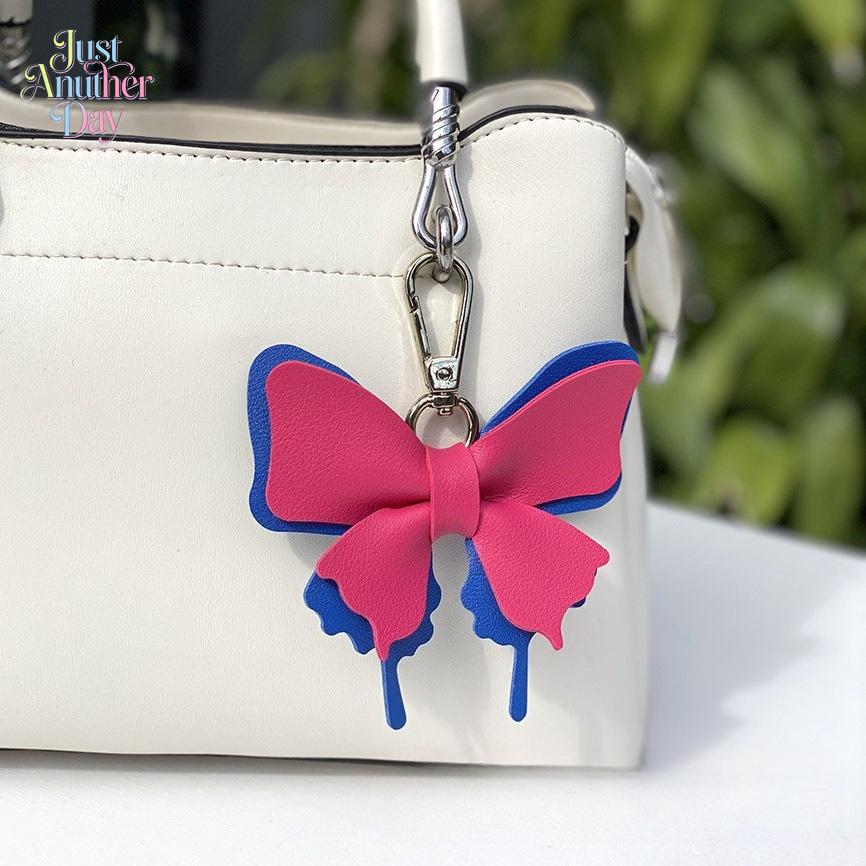 Layered Butterfly PU Leather Bag Charm, Colorful Butterfly Pendant with Detachable Metal Clasp, Cute All-Match Accessory for Handbags, Backpacks & Purses