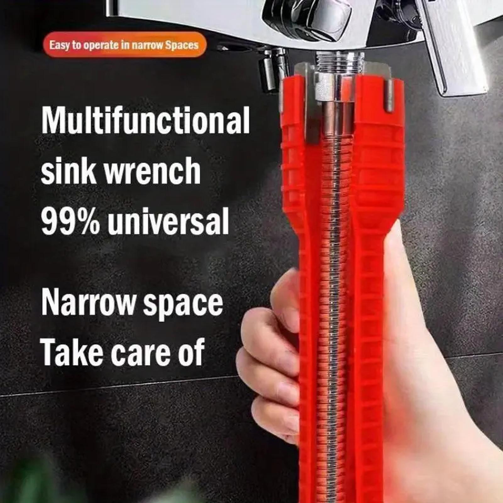14-in-1 Faucet Wrench,Sink Faucet Installer Tool,Multi-functional Pipe Wrench,Bathroom Plumbing Installation & Repairs Wrench for Small Space Toilet Kitchen Bathroom Toilet Sink.