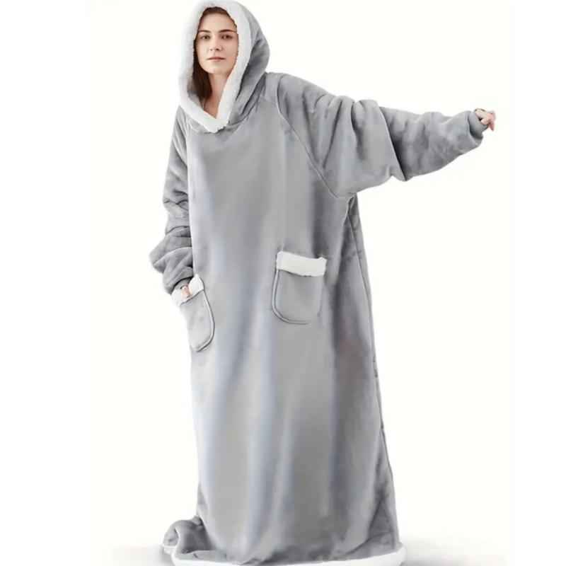 Large Christmas Gift Flannel Blanket Hoodie, Soft Warm Comfortable One-Piece Design, Ideal for Adults and Teens, Winter Home Wear, Cozy Hooded Blanket