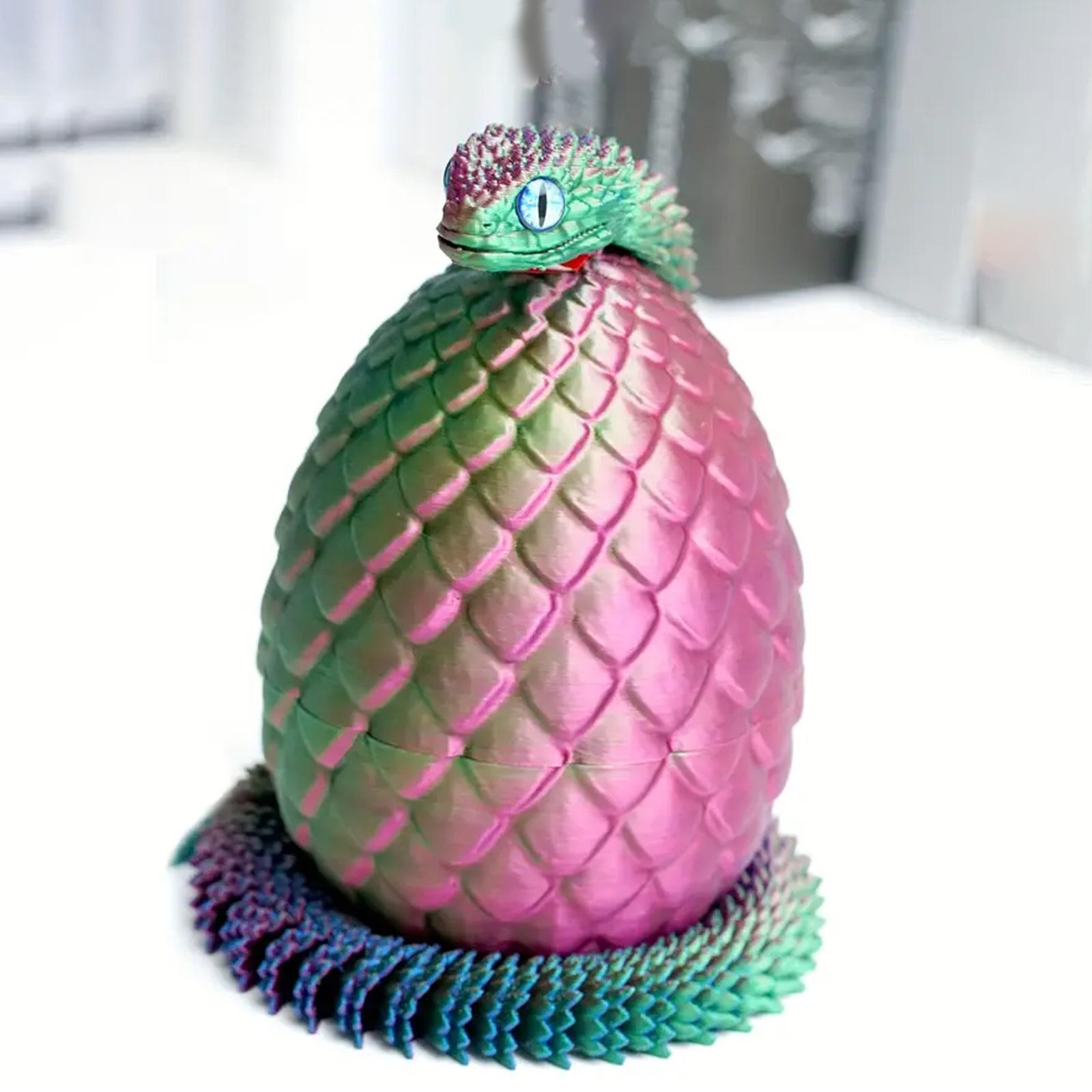 3D Printed Snake Egg with Movable Joints Snake Fidget Toy Figurine Desk Decor Stress Relief Gadgets Gift
