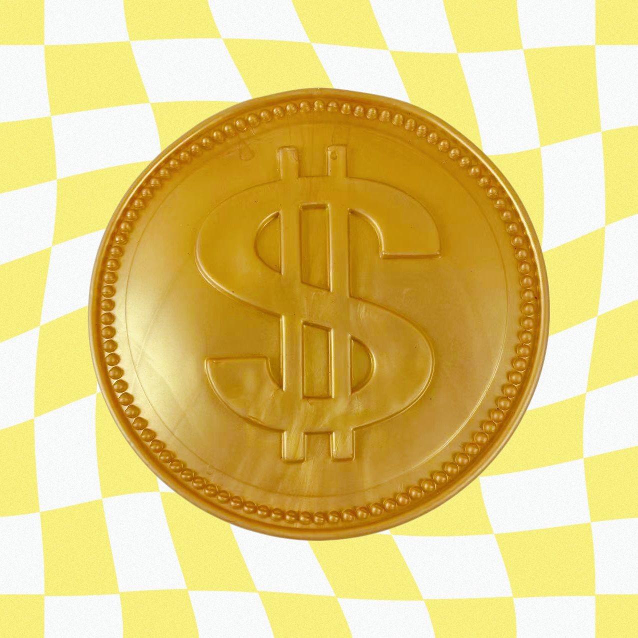 Simulation Dollar Stress Relief Toy, Large Gold Coin Soft Rebound Squeeze Fidget Fortune Toy, Healing Soft Pressure Relief Tool, Non-Edible Child Hand Mold Toy
