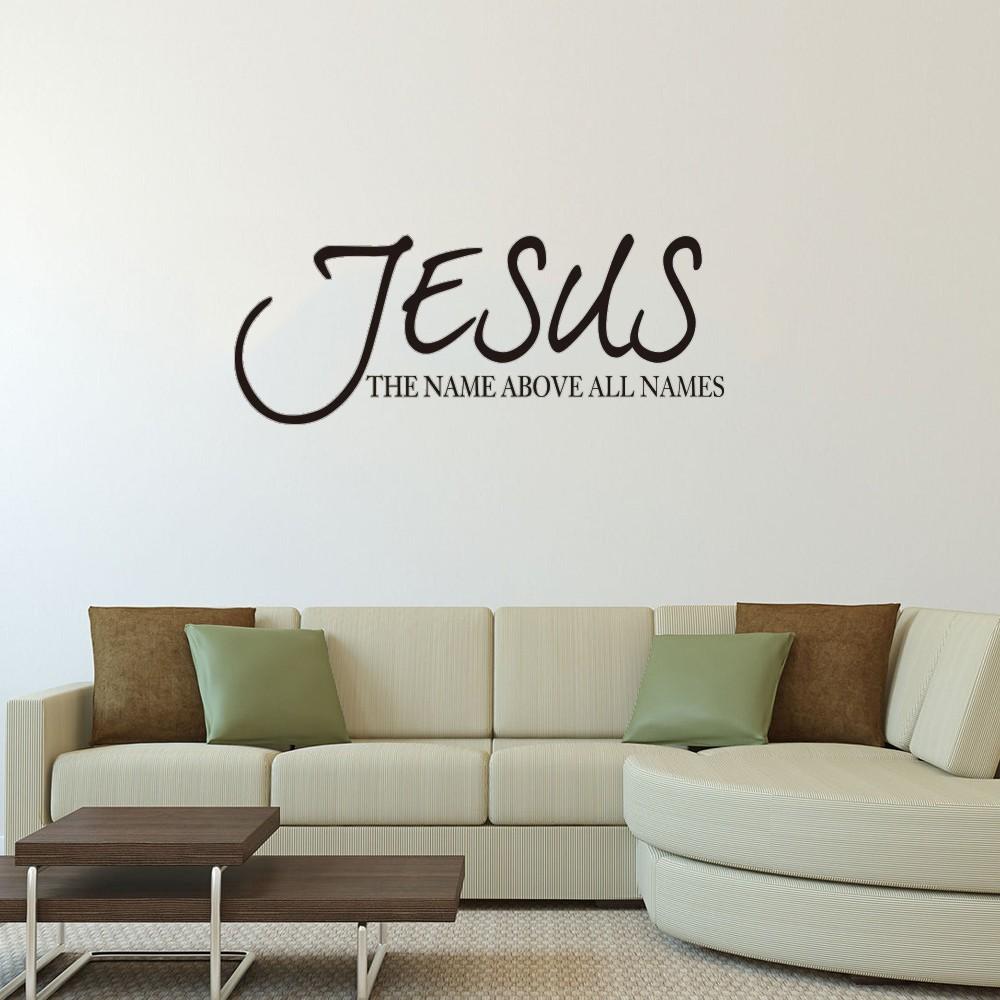 Jesus Name Vinyl Wall Art Stickers, Bible Verse Religious Prayer Letter Art, Home Decor Wallpaper, Spiritual Quote Decal, Easy to Apply