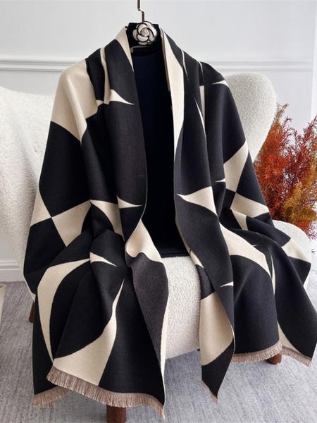 1 Piece Thickened Imitation Cashmere Scarf hijab for A/W | | Bohemian Style Geometric Floral Shawl | Warm Scarf for S/S AC Rooms | Casual Soft Scarf | Casual Elegant Shawl/Headscarf | Unisex Daily Accessory