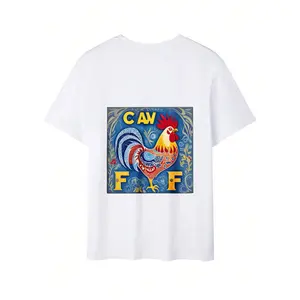 men and women short sleeve Colorful Rooster Art Design Print All-season casual wear crew neck short sleeve everyday versatile Personalized T-shirt