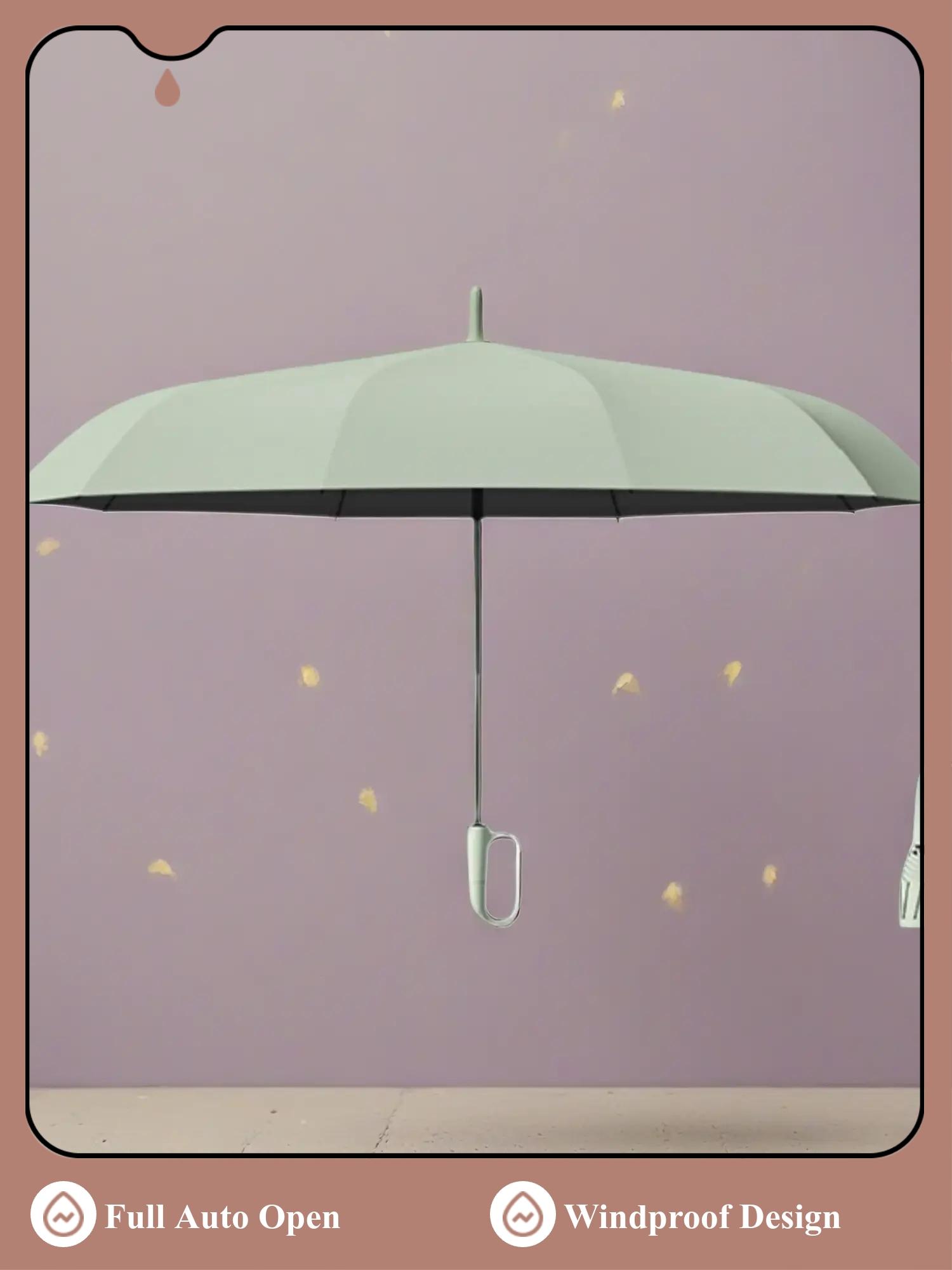 Full Automatic Ring Hook Umbrella, Large Thick Reinforced Hanging Foldable Rain and Sunny Dual Use Windproof Fishing Umbrella