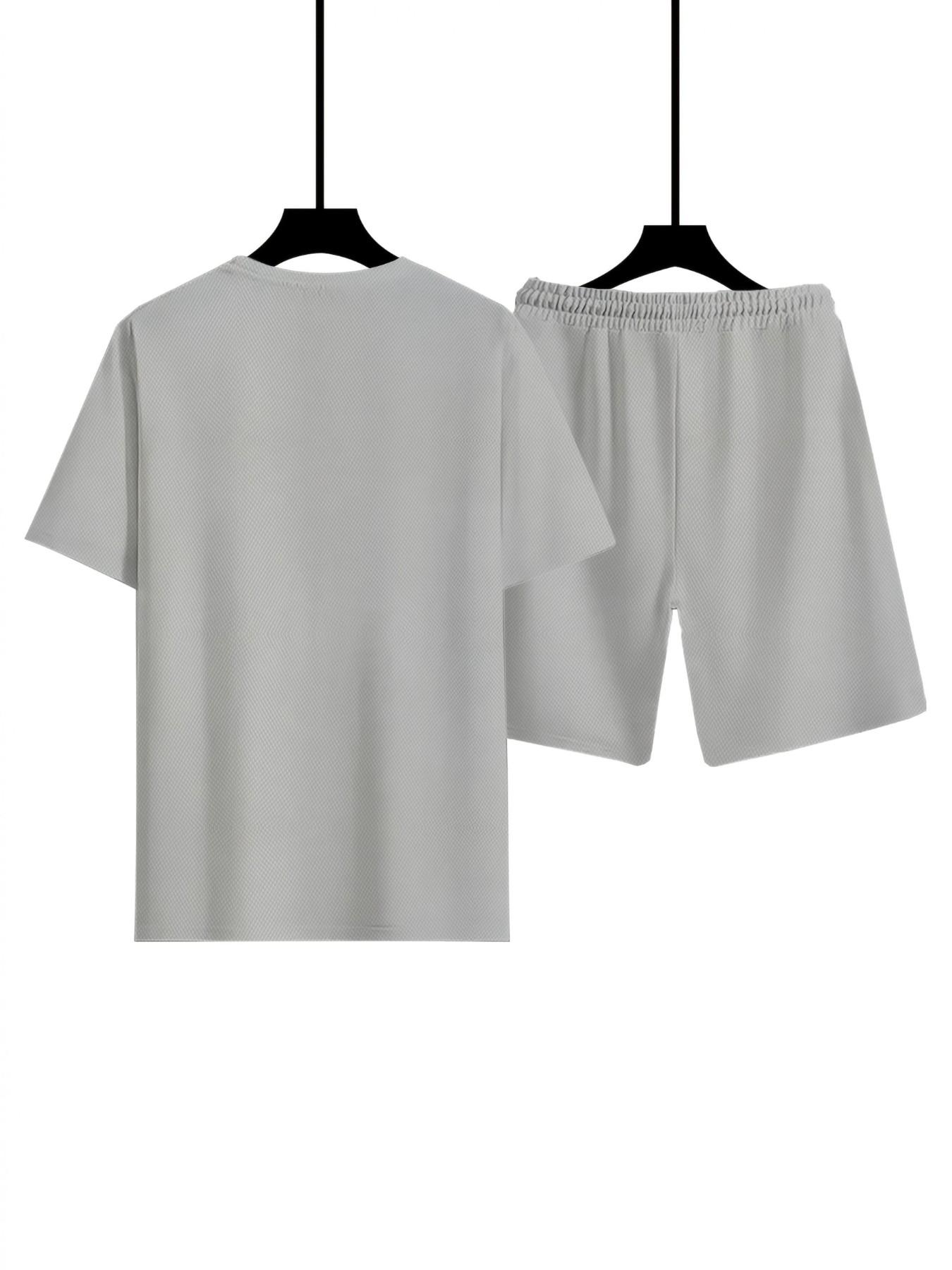 Personalized Sleepy Rooster Print Men's Short Sleeve Set Plus Size Loose Casual T-Shirt & Shorts Summer Street 2-Piece