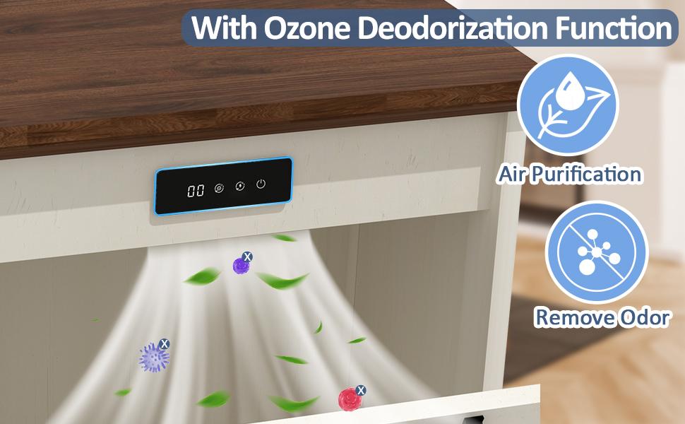 【Does Not Include Trash Can】AHB 13 Gallon Tilt Out Trash Cabinet Kitchen Waste Bins, Tilt-Out STORAGE Cabinet with Deodorizing Function for Kitchen Living Room, Antique White Storage Garbage Cabinet